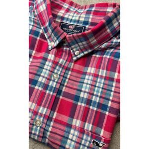 Vineyard Vines Performance Slim Fit Tucker Shirt Mens Large Rose Pink‎ Plaid